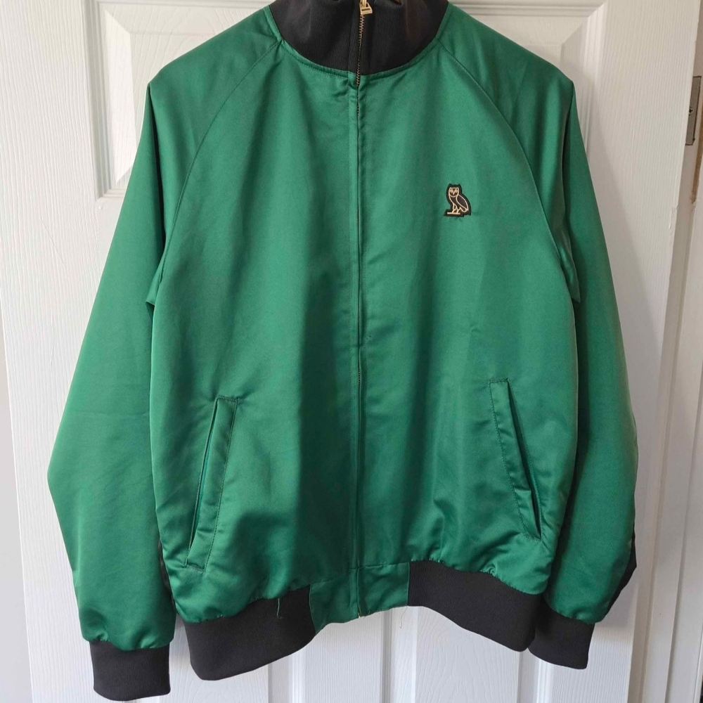 OVO Green Varsity Bomber Jacket with Black Trim